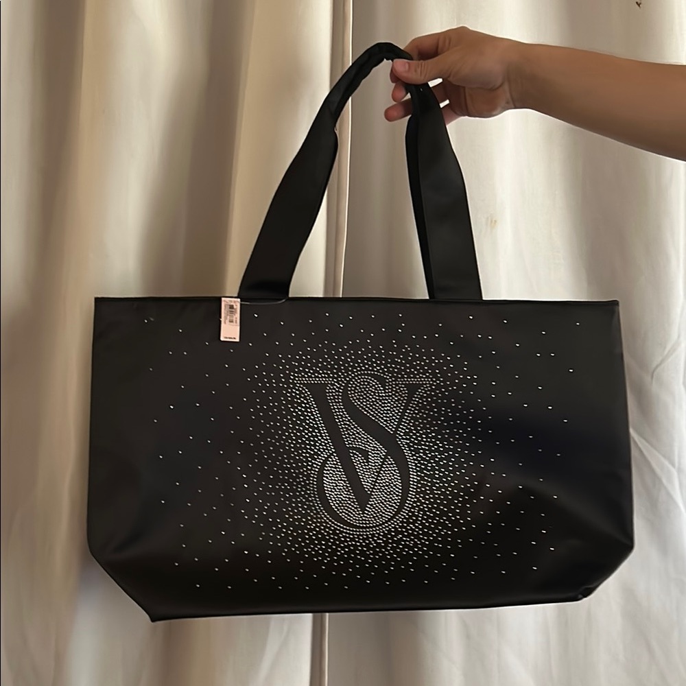 Victoria's Secret Black Tote Bag with Embossed Logo